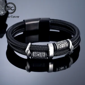 Norse Runes Double-Layer Unfading Steel Wire Rope Bracelets