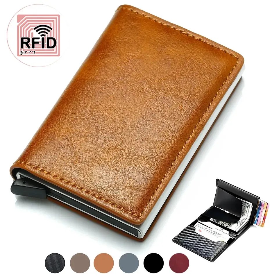 Leather Pop-Up Wallet with RFID Blocking | Slim Minimalist Card Holder for Men
