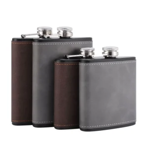 Faux Leather Covered Stainless Steel Flask