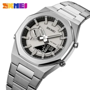 SKMEI 1816 men's sports watch in a stainless steel finish.