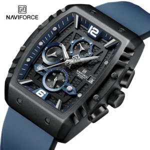 NAVIFORCE NF8025 Men's Barrel-Case Chronograph – Frosted Sport Edition